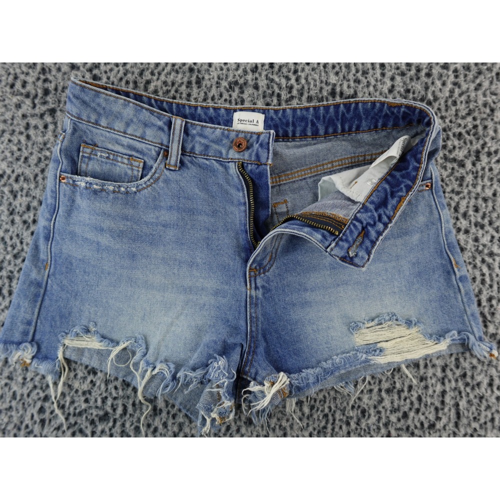 Special A Women Denim Shorts Distressed Frayed Blue Jean Size‎ S